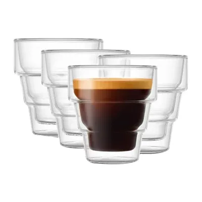 Joyjolt Pila Double Walled Espresso Glass - 3 Oz - Set of 4