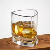 Joyjolt Aqua Vitae Triangle Off Base Whiskey Glasses - 9.9 Oz - Set Of 2 Double Old Fashioned