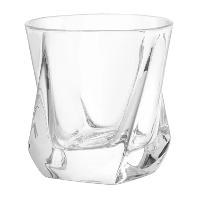 JoyJolt Aqua Vitae Lead-Free Crystal Square Off Base Bar Glasses