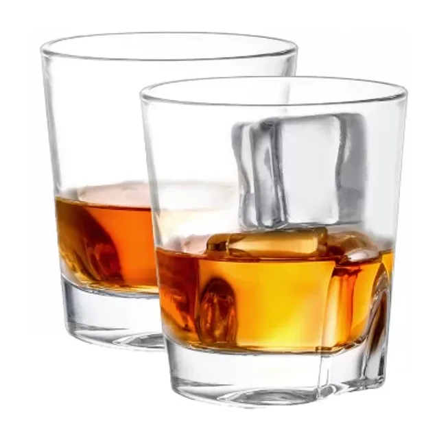 JoyJolt Atlas Crystal Whiskey Glasses - Set of 2 Old Fashioned Whiskey  Glass Crystal Glass - 10.8 oz