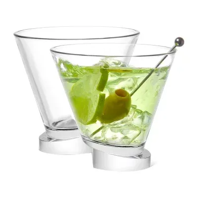 Joyjolt Aqua Vitae Round Off Base - 8.6 Oz - Set Of 2 Martini Glass