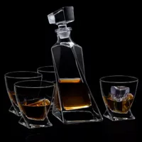 Joyjolt Atlas Whiskey 5-Piece Crystal Decanter Drinkware Set