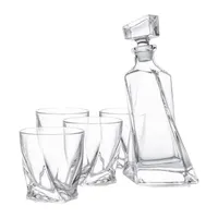 Joyjolt Atlas Whiskey 5-Piece Crystal Decanter Drinkware Set