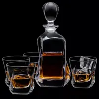 Joyjolt Aurora Whiskey Crystal Decanter, Glass 4 Pc. Drinkware Set