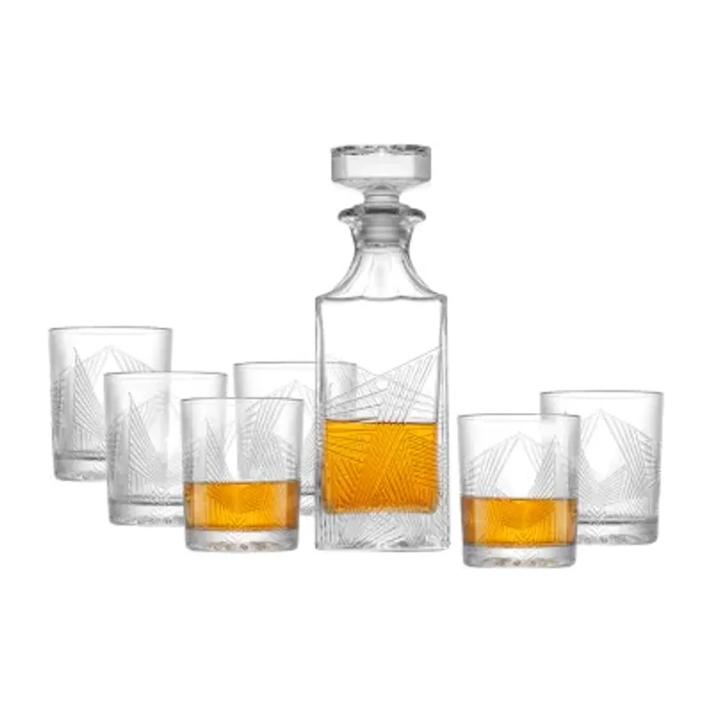 Joyjolt Gatsby Art Deco 7-Piece Whiskey Decanter Set