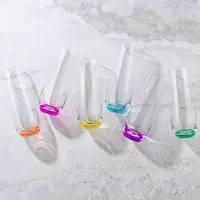 Joyjolt Hue Colored Stemless Glass - 9.4 Oz - Set Of 6 Champagne Flutes