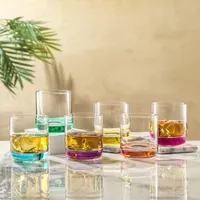 Joyjolt Hue Colored Whiskey Glass Tumbler - 10 Oz - Set Of 6 Double Old Fashioned