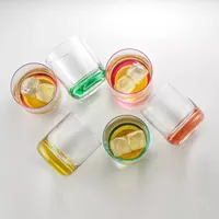 Joyjolt Hue Colored Whiskey Glass Tumbler - 10 Oz - Set Of 6 Double Old Fashioned