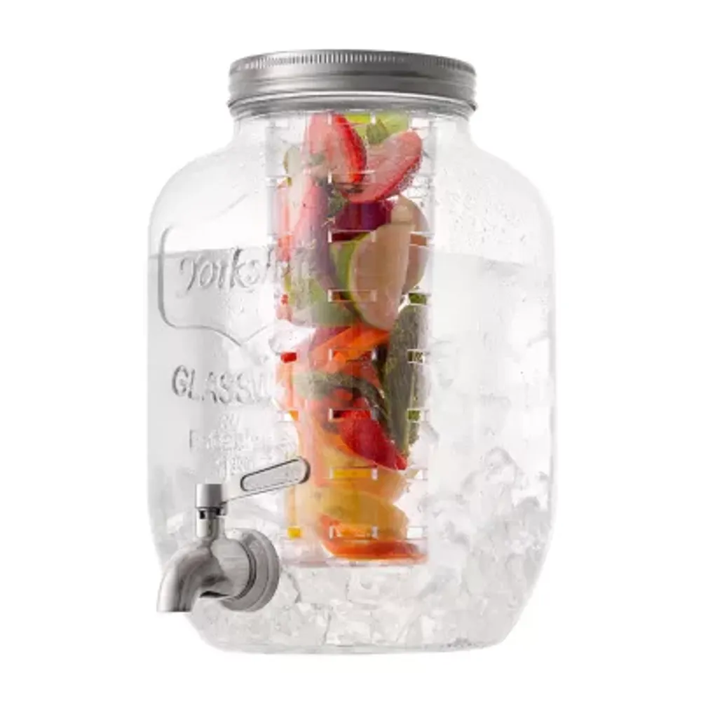 Joyjolt Glass Drink With Spigot; Ice Infuser; & Fruit Infuser - 1 Gallon Beverage Dispenser