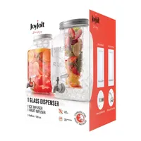 Joyjolt Glass Drink With Spigot; Ice Infuser; & Fruit Infuser - 1 Gallon Beverage Dispenser