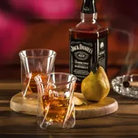 Joyjolt Lacey Wall Whiskey Glasses - 10 Oz - Set Of 2 Double Old Fashioned