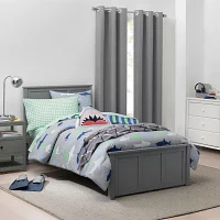 Under the Stars Kids Hayden Textured Energy Saving 100% Blackout Grommet Top Single Curtain Panel