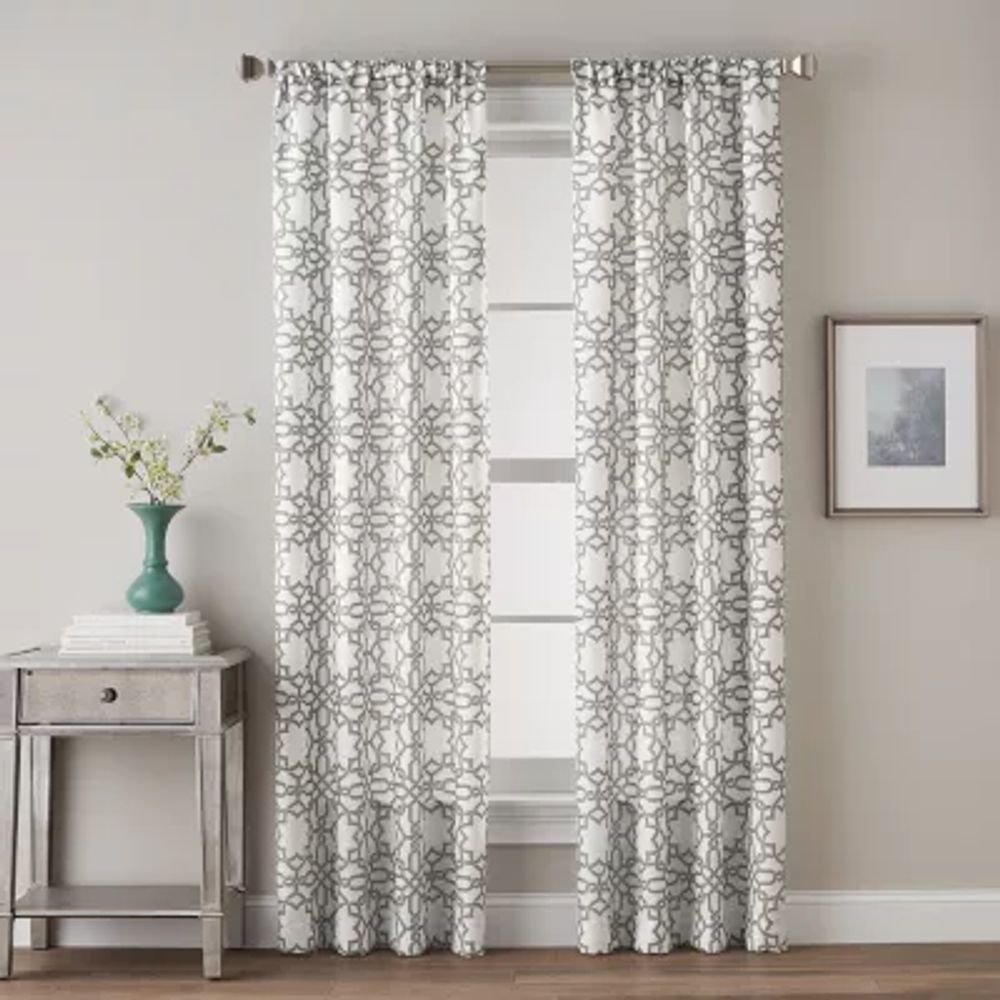 CHF Lotus Harmony Light-Filtering Rod Pocket Single Curtain Panel