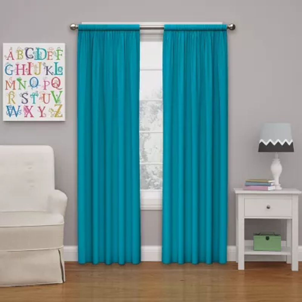 Eclipse Kids Microfiber Blackout Rod Pocket Single Curtain Panel