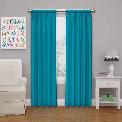 Eclipse Kids Microfiber Blackout Rod Pocket Single Curtain Panel