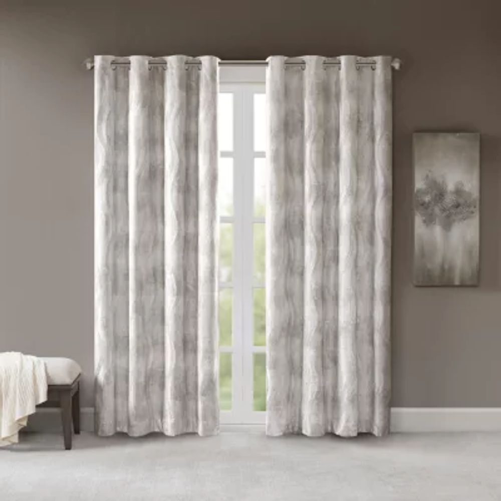 Sunsmart Alastair Jacquard 100% Blackout Grommet Top Single Curtain Panel