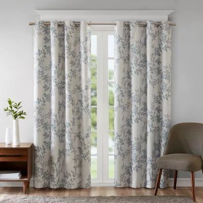 Sunsmart April Leaf Grommet Top Energy Saving Blackout Single Curtain Panels