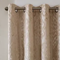 Sunsmart Elysia Knitted Jacquard Damask Energy Saving 100% Blackout Grommet Top Single Curtain Panel