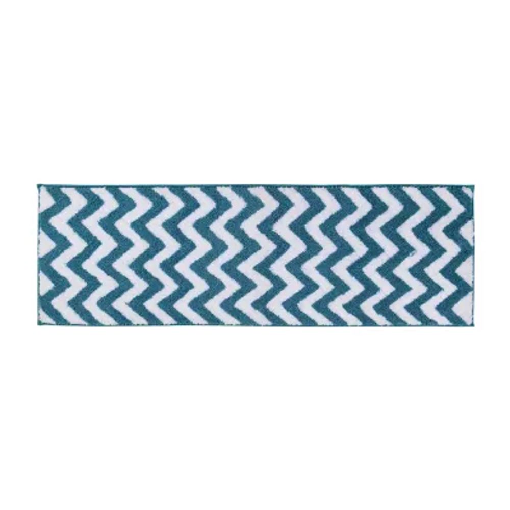 Better Trends 34-in x 21-in Aqua Polyester Bath Rug in the