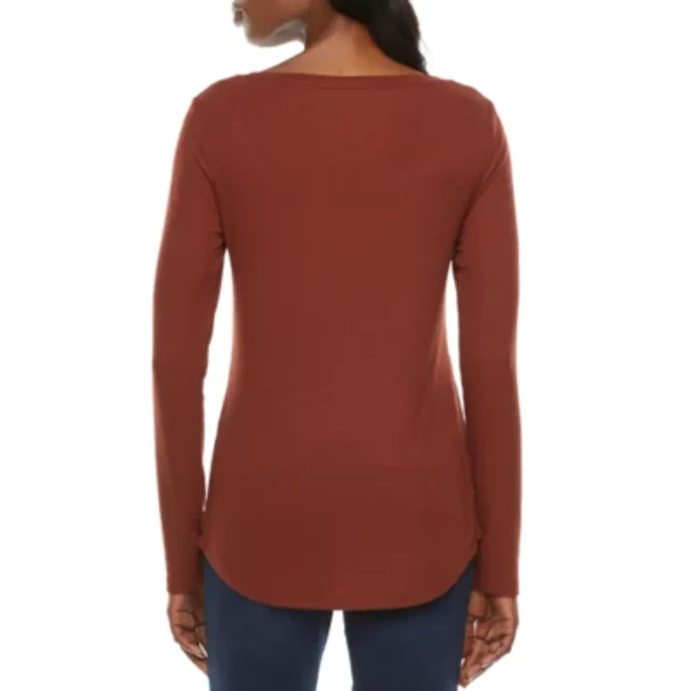 a.n.a Womens Long Sleeve Henley Shirt