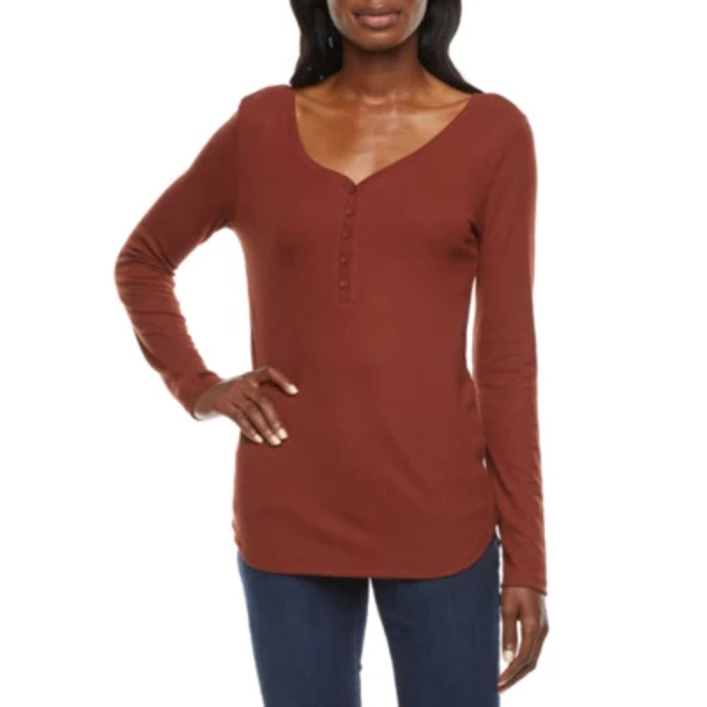 A.n.a Womens Long Sleeve Henley Shirt