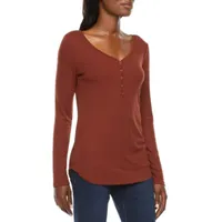 a.n.a Womens Long Sleeve Henley Shirt