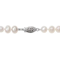 Womens White Cultured Freshwater Pearl Sterling Silver Strand Necklace