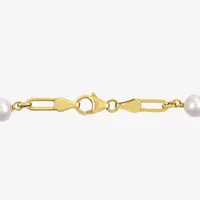 White Cultured Freshwater Pearl 18K Gold Over Silver 7 3/4 Inch Tennis Bracelet