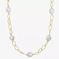 Womens White Cultured Freshwater Pearl 18K Gold Over Silver Pendant Necklace