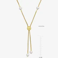 Womens White Cultured Freshwater Pearl 18K Gold Over Silver Y Necklace