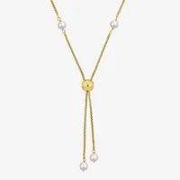 Womens White Cultured Freshwater Pearl 18K Gold Over Silver Y Necklace