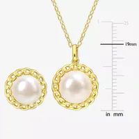 White Cultured Freshwater Pearl 18K Gold Over Silver 2-pc. Jewelry Set