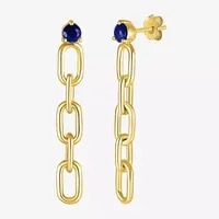 Lab Created Sapphire 14K Gold Over Silver Drop Earrings