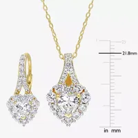 Lab Created White Sapphire 18K Gold Over Silver Heart 2-pc. Jewelry Set