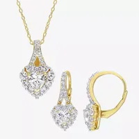 Lab Created White Sapphire 18K Gold Over Silver Heart 2-pc. Jewelry Set