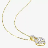 Lab Created White Sapphire 18K Gold Over Silver Heart 2-pc. Jewelry Set