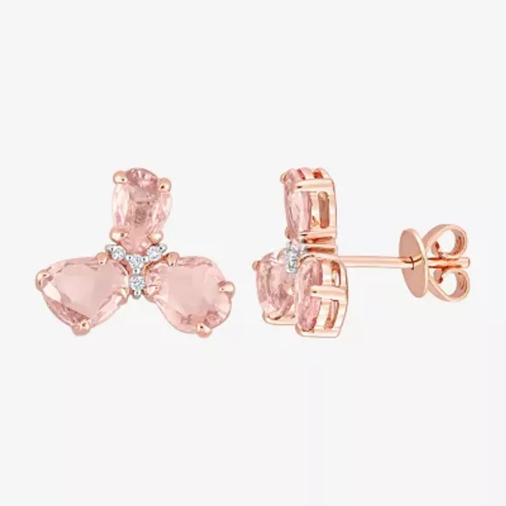 Genuine Pink Sapphire 14K Rose Gold 11.6mm Stud Earrings