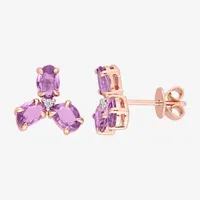 Genuine Purple Sapphire 14K Rose Gold 10.9mm Stud Earrings