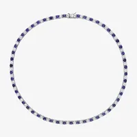 Womens Lab Created Multi Color Sapphire Sterling Silver Tennis Necklaces