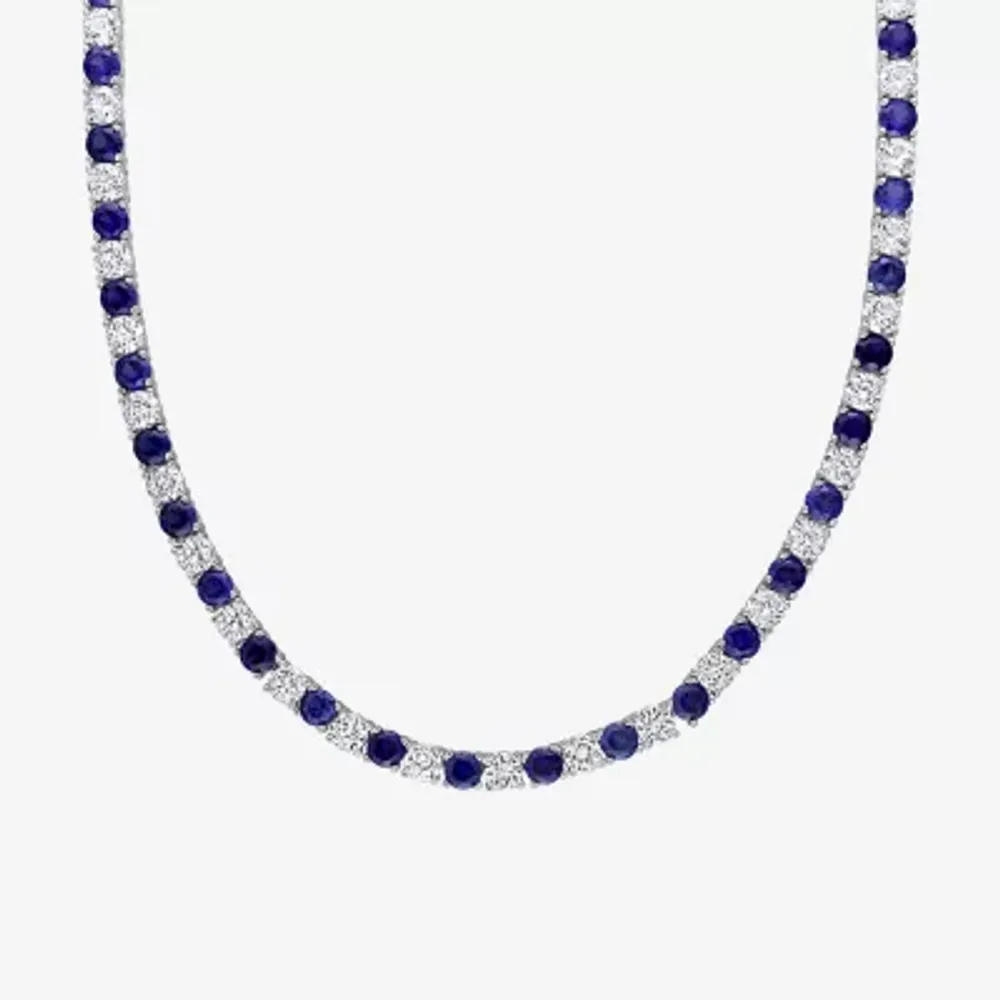 Womens Lab Created Multi Color Sapphire Sterling Silver Tennis Necklaces