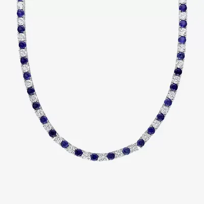 Womens Lab Created Multi Color Sapphire Sterling Silver Tennis Necklaces