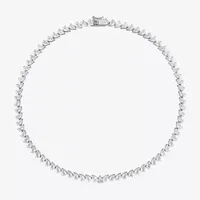 Womens Lab Created Sapphire Sterling Silver Tennis Necklaces