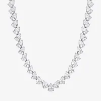 Womens Lab Created Sapphire Sterling Silver Tennis Necklaces
