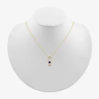 Womens Lab Created Blue Sapphire 14K Gold Over Silver Pendant Necklace