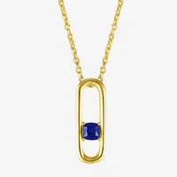 Womens Lab Created Blue Sapphire 14K Gold Over Silver Pendant Necklace