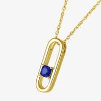 Womens Lab Created Blue Sapphire 14K Gold Over Silver Pendant Necklace