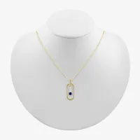 Womens Lab Created Blue Sapphire 14K Gold Over Silver Pendant Necklace