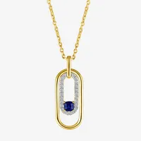 Womens Lab Created Blue Sapphire 14K Gold Over Silver Pendant Necklace