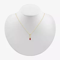 Womens Lab Created Red Ruby 14K Gold Over Silver Pendant Necklace