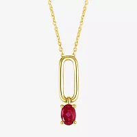 Womens Lab Created Red Ruby 14K Gold Over Silver Pendant Necklace